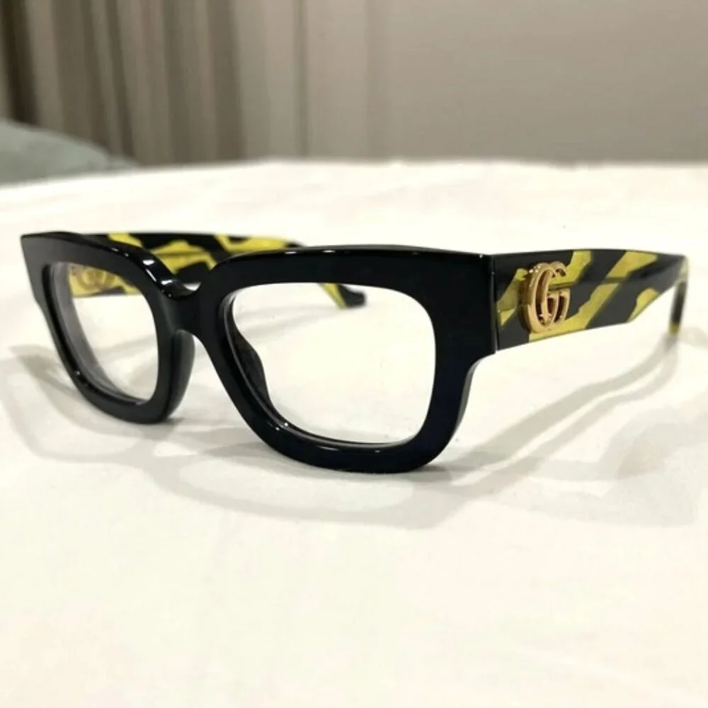 NWT Gucci GG1548O-006 Black Rectangle 52mm Eyeglasses